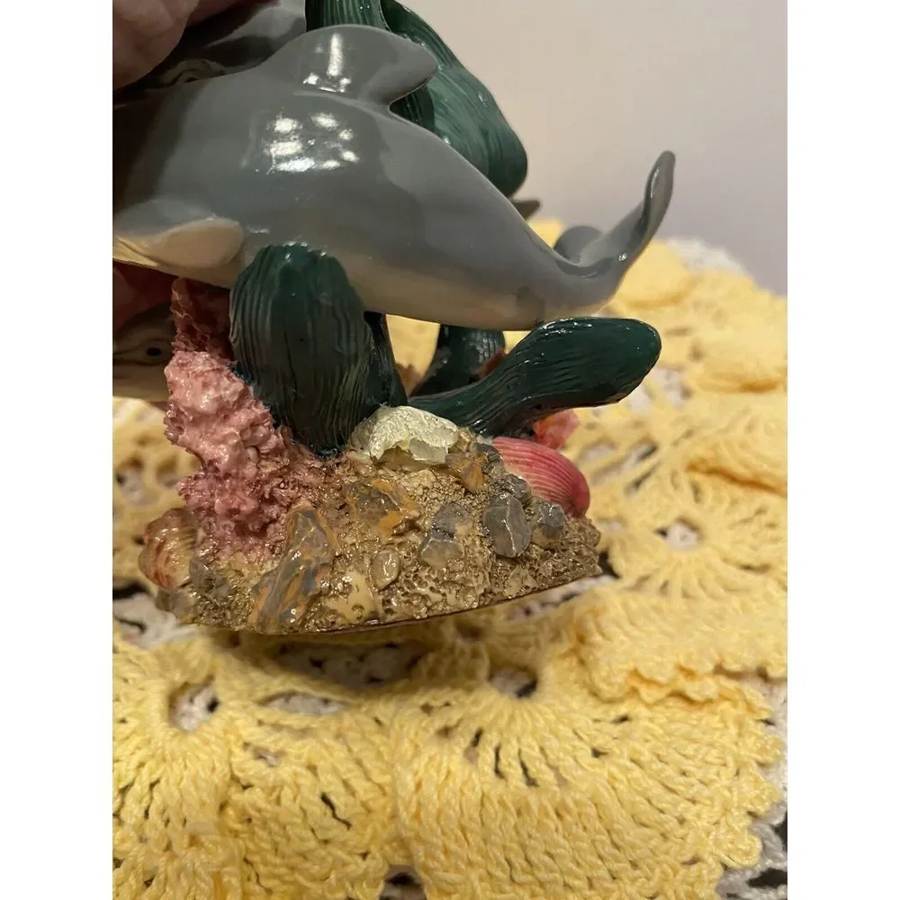 Herco Gift Professional Dolphins Playing In Coral‎ Seaweed Figurine Ceramic.